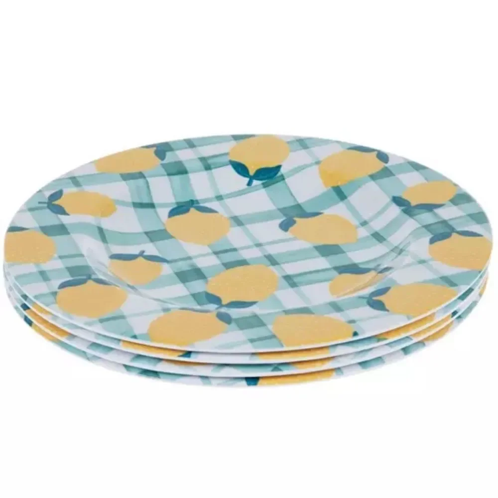 PLAID LEMON 4 PIECE SALAD PLATES